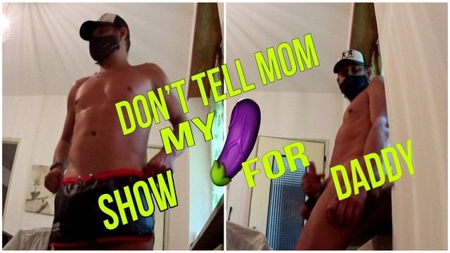 Dont Tell My Mom How I Show Stepdad My Dick With Stretched Balls In Shorts 