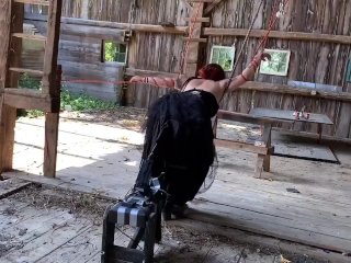 Tied Up And Fucked By Machine In Barn