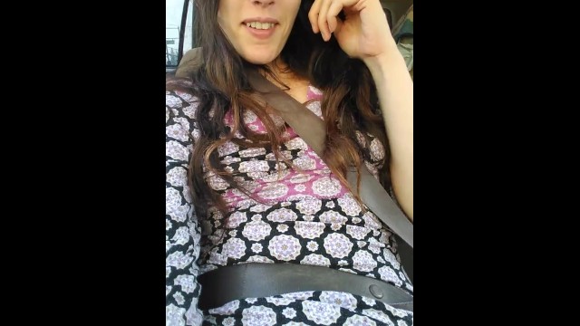 Public Car play Makes Me Excited! Hairy Pussy Thick Thighs Slut in Passenger Seat Flashes Upskirt 9