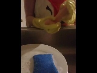 JOILatex Gloves/costume Fetish/petite Blonde WashesDishes