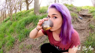 Drinking pee public street, strong and yellow pee "RISKY THROUGH" -real4k 60fr-