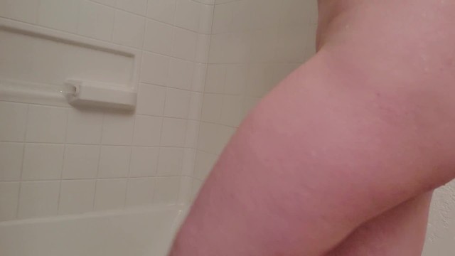 Transguy masturbating in shower 2
