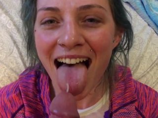Amazing Cumshot Facial On Enthusiastic Blue Haired Bunnie