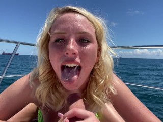 Sexy Teen Dixie Lynn Gives Deep Throat and Great FuckOn Boat to Original MILF Hunter