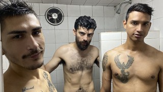Straight Gael A Latina Is Fucked In The Shower By Two Hunks