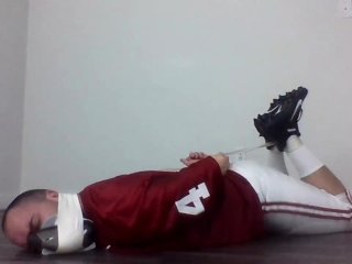 Hogtied Horny Football Player Jerks Off