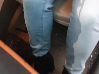 ⭐ Public Wetting in tight blue jeans, then_rewetting them again later! (No toilets allowed)_)