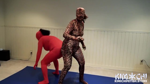 Zentai Butt Off with Lyric Layne and Domina Katarina - Fantasy Butt Wrestling Bondage Tickling