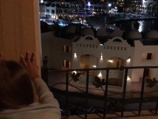 Hot Teens Fuck On The Balcony Of_The Resort at Night
