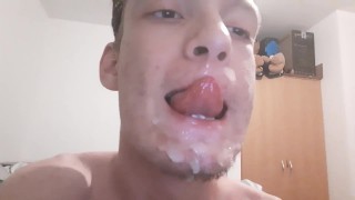 Self Facial Just Before Going To Bed A Very Horny Teen Gives Himself A Juicy Facial