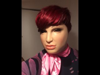 Naughty Nadia (Trans, Crossdressing, Feminization, Transformation, Female Mask, Garters, High Heels)