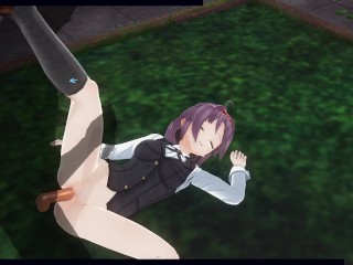 3D HENTAI Konno Yuuki gets fucked in the yard and_takes a_creampie