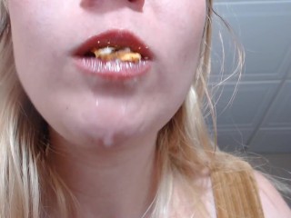 Tongue Fetish with Cracker crushed_and chew/ showing_food