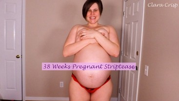 Pregnant Striptease From Pajamas Week 38 (pregnancy bbw belly fetish strip tease milf brunette)