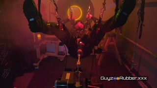 Spirits in the Playroom sees a rubber guy in solo action with a fucking and sucking machines