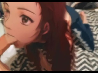 Fucking An Anime Redhead Cute Girl (Snapchat_Filter) Gives Blowjob, and Gets_Creampied Real Hentai
