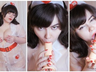 Friendly Nurse's Lipstick Blowjob Therapy (With Cum Countdown)