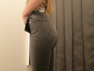 Fit Girl Try-on Haul SlimFit Jeans, Trousers in_Dressing Room