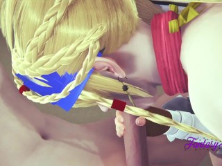 Final Fantasy X_Hentai 3D - Rikku Boobjob and Blowjob in a train