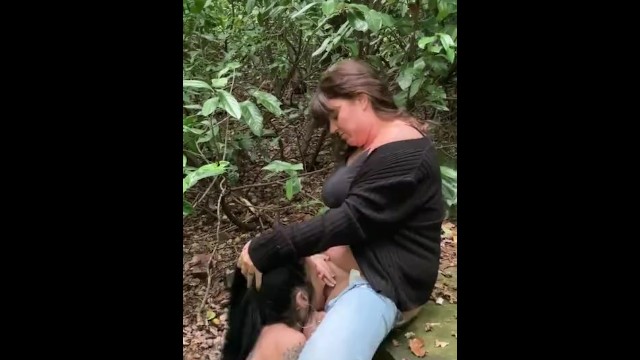 Risky outdoor lesbians nearly caught