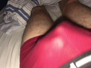 Teen massages his foreskin and cock_and cums in his tight_pants