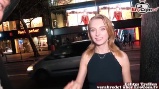 TOURIST TEEN MAKE CASTING - real sexdate with skinny teen slut on public Street pick up in Berlin