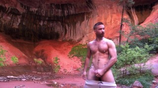 Outdoor In Nature A Cute Jock Jacks Off
