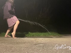 Naughty Girl Power Washes her Driveway with Piss