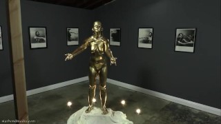 Caroline Pierce And Star Nine In Golden Heist Wet & Messy Body Painting Statue Fetish TRAILER