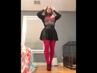 Kim's Skirt Tease (Latex, Pussy, Female Mask, Trans, Crossdress, Mask, Feminization, Fetish, Tights)