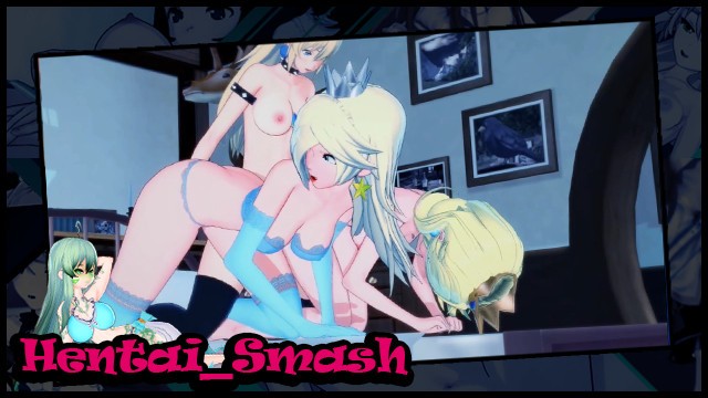 Lesbian Threesome Hentai - Bowsette Fucks Peach and Rosalina with a Lesbian  Strapon. - Pornhub.com