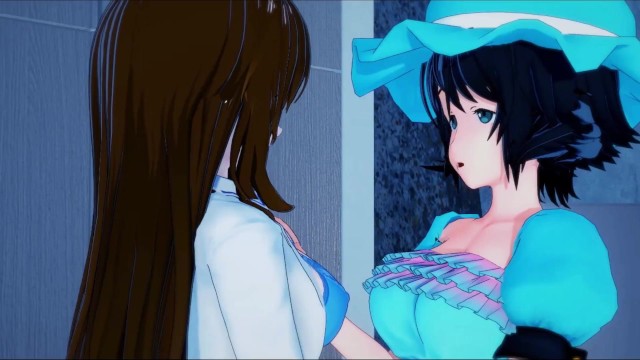 Kurisu Makise fucks Mayuri Shiina with a lesbian strapon. SteinsGate hentai.