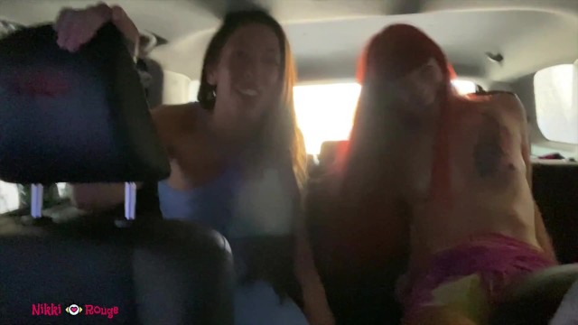 Jackie and Nikki eat pussy in the carwash