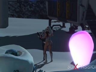 Hot sex on th exoplanet! An alien gets fucked by aspacewoman in spacesuit with_strapon