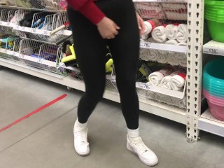 The bitch shows her juicy tits and big ass in the_store!