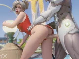 Mercy Lifeguard Doggystyled by Genji_Overwatch Porn_3D