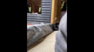 Builders Builder Yanks His Friend's Pants Down Exposing A Large Uncut Cock