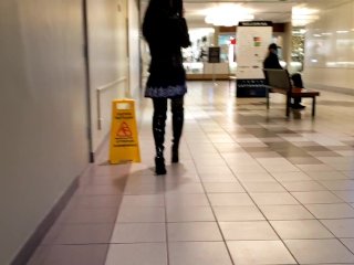 Kinky Piss In Thigh_High Boots_Then Walking In the Mall