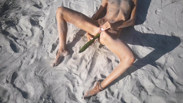 Nudist Pussy Amateur - Amateur Nudist Teen Fucks her Tight Pussy with a Huge Cucumber on a Public  Beach. Ends with a Pee. - Pornhub.com