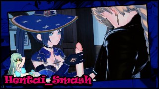 Genshin Impact Mona Rides Aether's Dick Allowing Him To Enter 3D Hentai