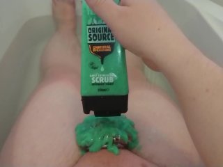 Cbt & Edging With Mint Shower Gel In Chastity