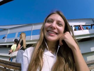 Talia Mint Plays in Public with Remote Control ToyOver the Phone_with Fan