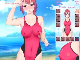 Feel Up a Sexy Lifeguard [Hentai Game] Fucking a Baywatcher inOne Piece Swimsuit_on the Beach