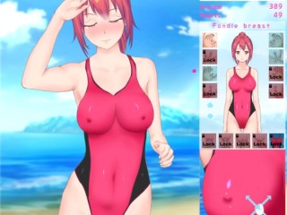 Feel Up a Sexy Lifeguard [Hentai game] fucking a baywatcher in onepiece swimsuit on the_beach