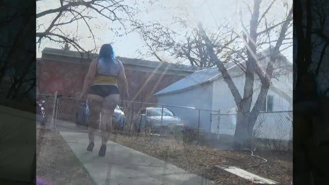 BBW Outside Dirty Legs High Heels walking FULL VIDEO bulma badass 7