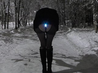 Public Winter Walk Backlit In The Ass