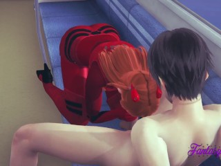 Evangelion Hentai - Shinji Hard SexWith Asuka in a Train