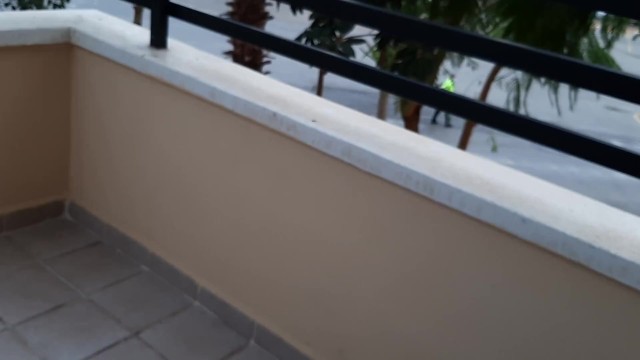 Cunnilingus on the balcony of a hotel in Turkey. Public sex
