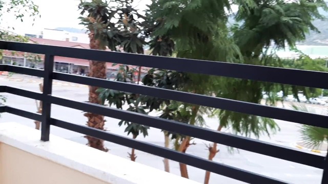Cunnilingus on the balcony of a hotel in Turkey. Public sex