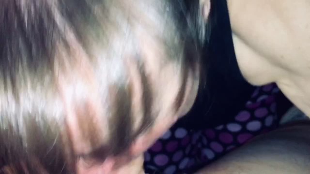 Friends mom sucking my cock and making happy noises when I cum in her mouth. Showing cum and swallow 9